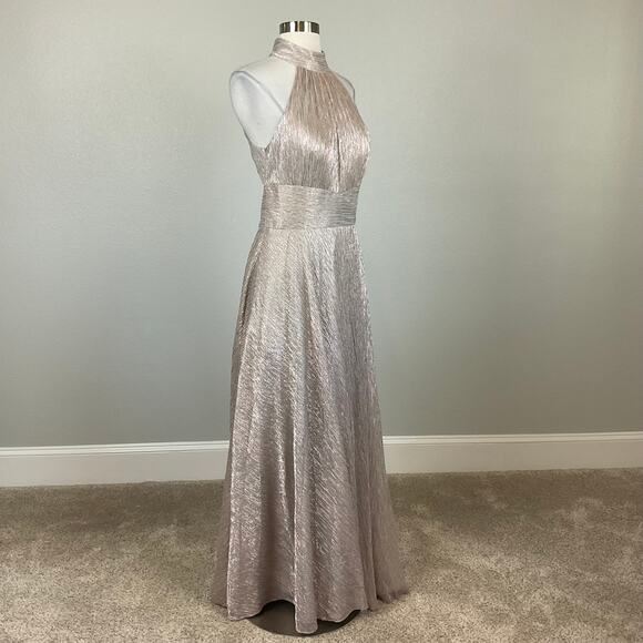 AQUA Women's Formal Dress Size 4 Pink Metallic Backless Long Evening Gown - Picture 3 of 13